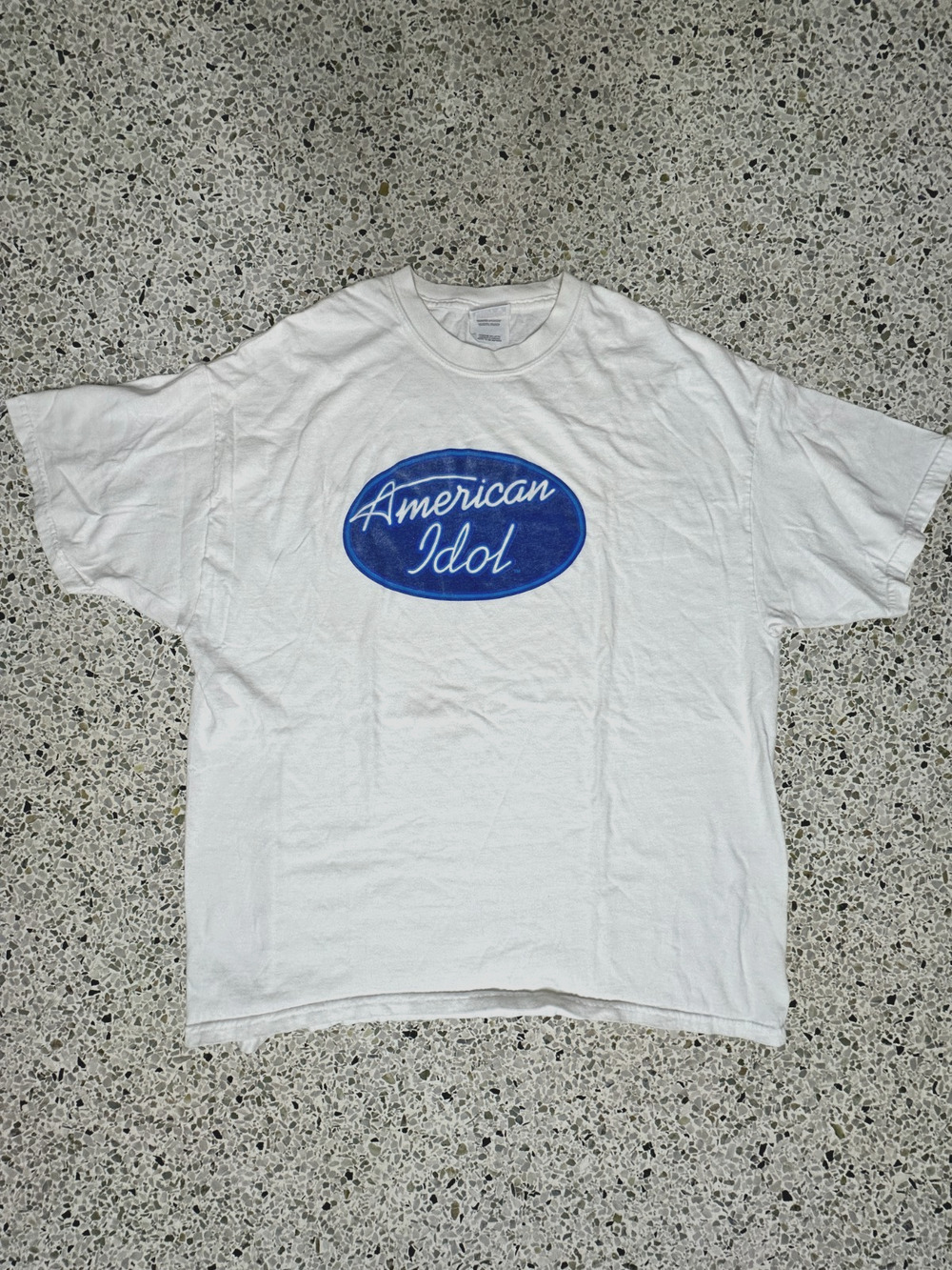 Y2K American Idol T-Shirt Mens XL White Iconic Logo Graphic Hanes Beefy-T Cotton